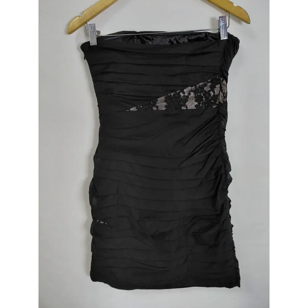 Express Silk Blend Black Short Lined Dress Women Size 6